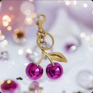 Chrome Metallic Cherry 🍒 Keychain 💜